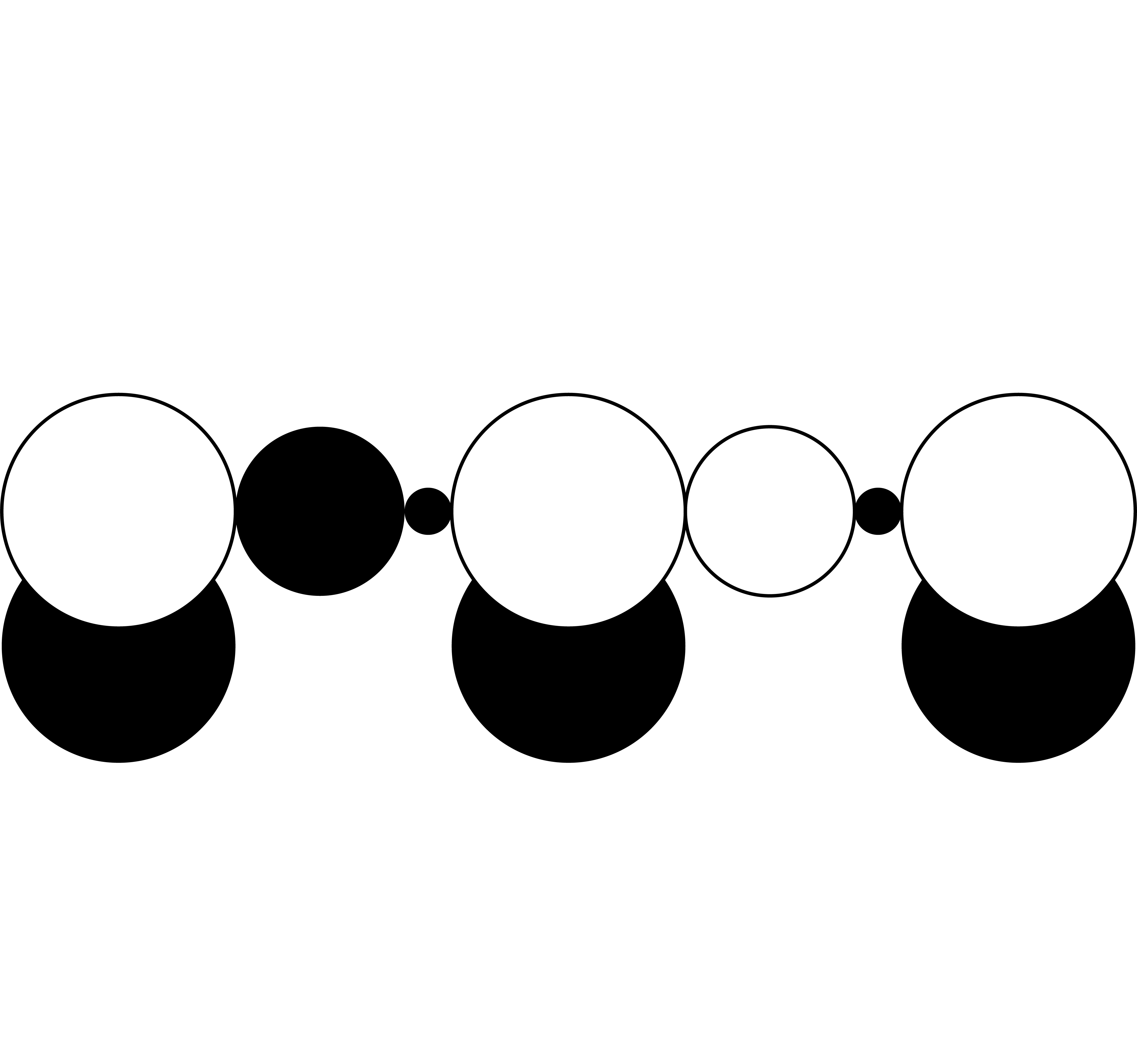 Three large circles have shadows below them.