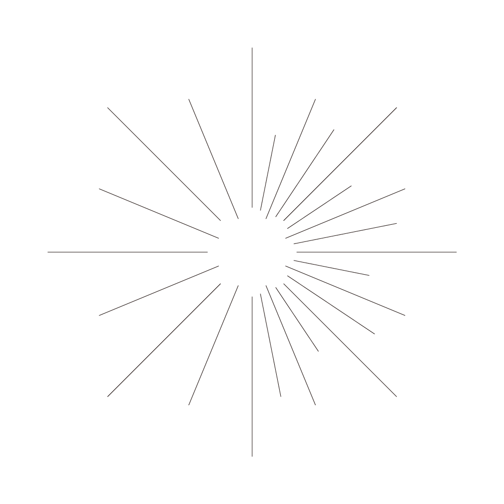 24 rays of light emanate in a circle.